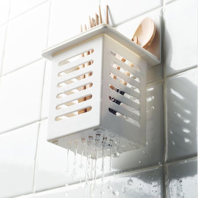 DIYOHFE Kitchen Tool Holder Wall-mounted utensils and Forks Spoons Rack,Drying Rack Space-saving,Storage of stationery, makeup brushes, and cleaning tools - Image 4